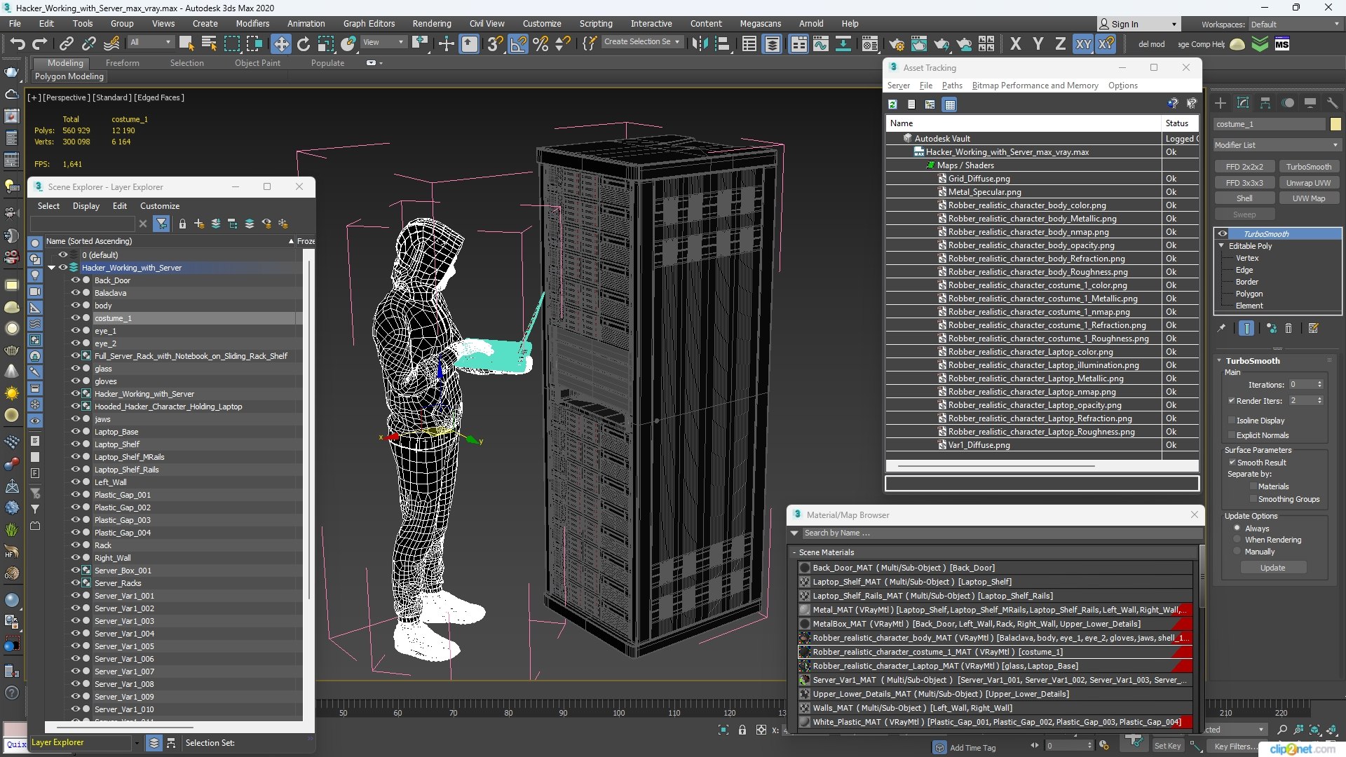 3D Hacker Working With Server - TurboSquid 2327319
