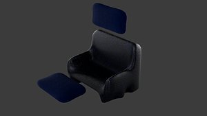 3D Sillon con 2 almohadones textura de cuero y relieve