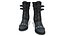 Medieval High Heels Black Leather Straps Boots