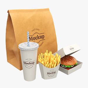 Fast Food Packaging Set Mockup 01 3D
