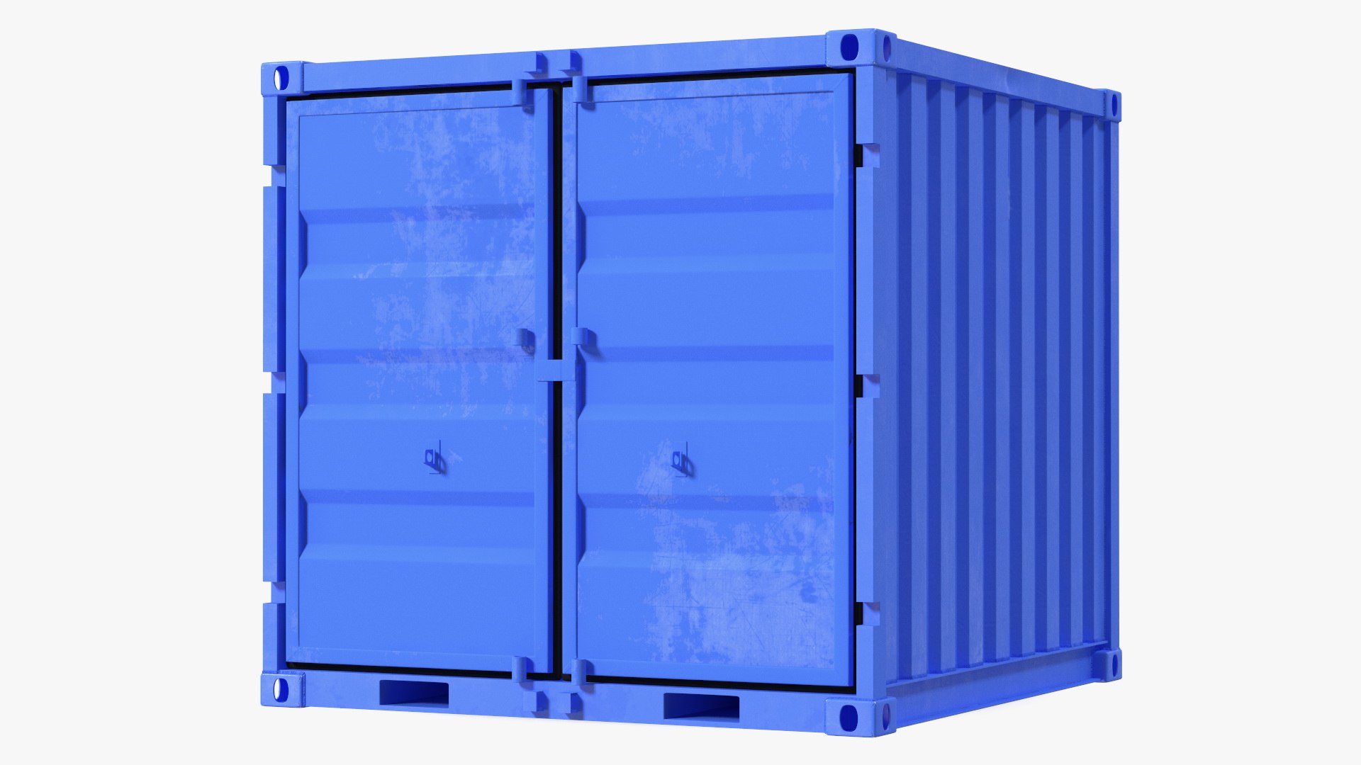 8ft Shipping Container Blue 3D model preview