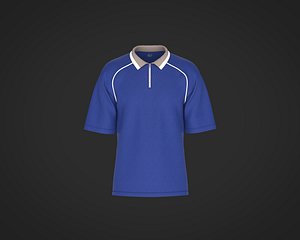 Mens polo shirt with royal blue and raglan piping