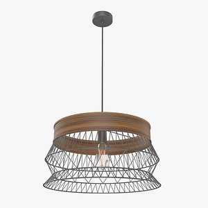 retro lattice wood chandelier 3d model