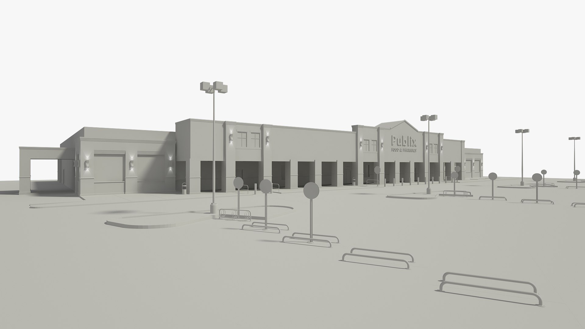 3D Retail Store Building - No Textures Model - TurboSquid 1970206