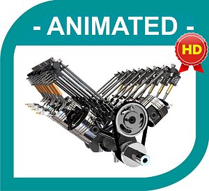 V8 Engine Mechanism - Animated  Textured  Fx v3