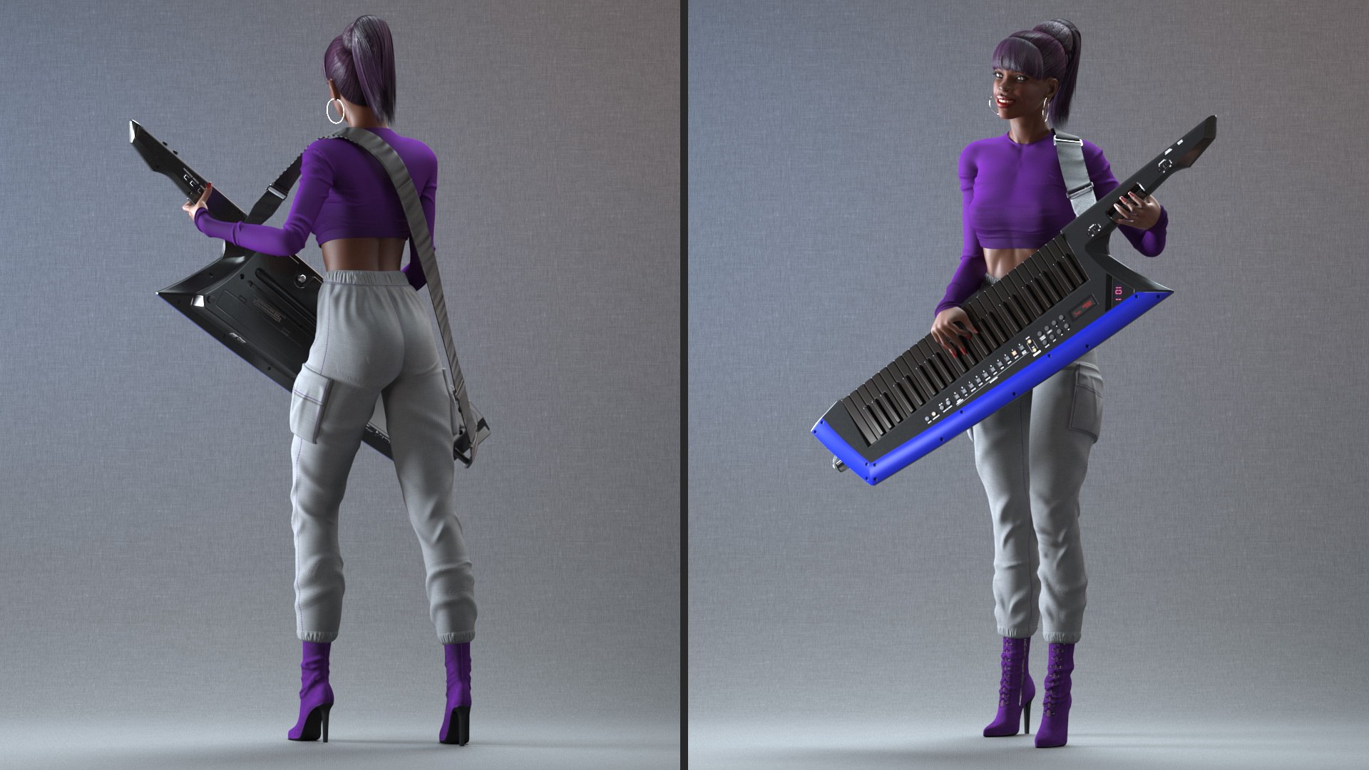 Woman with Keytar 3D https://p.turbosquid.com/ts-thumb/7K/FceYIW/QE/womanwithkeytarvray3dmodel008/jpg/1631751876/1920x1080/fit_q87/a55beb88074bff821e19ea81962b8a3a1ccfad61/womanwithkeytarvray3dmodel008.jpg