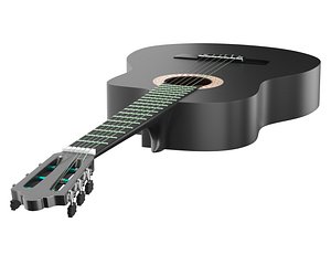 3D black classical guitar