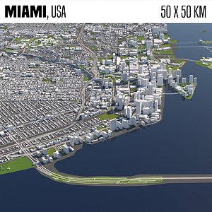 Miami 50x50km 3D City Map