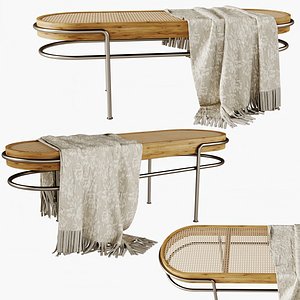 3D model bench rattan middle