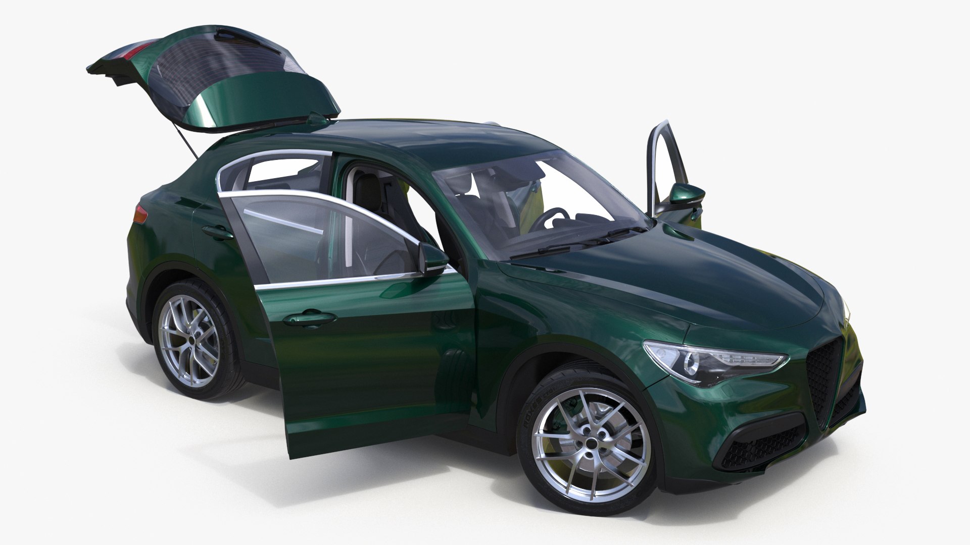 Modern Urban Green Crossover Rigged for Maya 3D model preview
