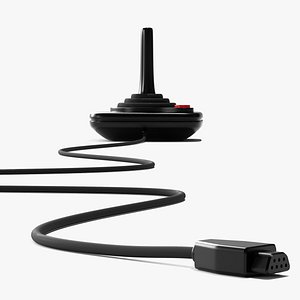 3D model black retro joystick