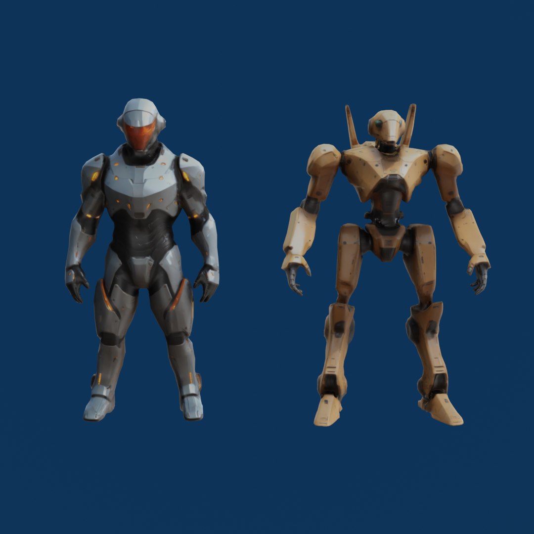 3D Sci Fi Characters And Weapons Low Poly Game Ready Asset Pack ...