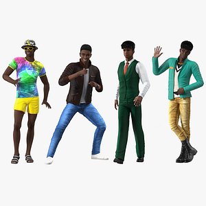 Dark Skin Teenage Boys Rigged Collection for Maya