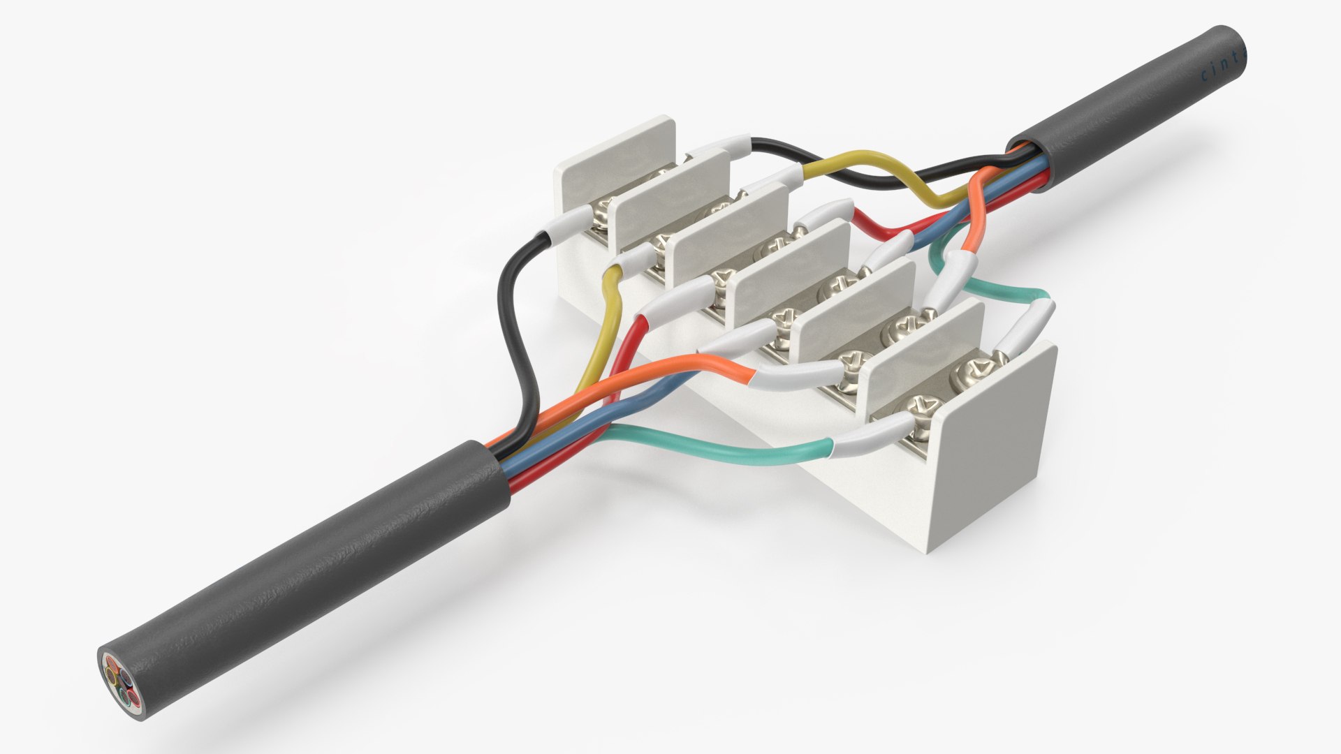 Electrical Wires Connection 6 Position Barrier Terminal Strip 3D model preview