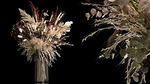 Decorative Bouquets Of Dried Flowers In A Vase 259 3D