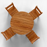 Game Ready Round Wooden Dining Set 3D