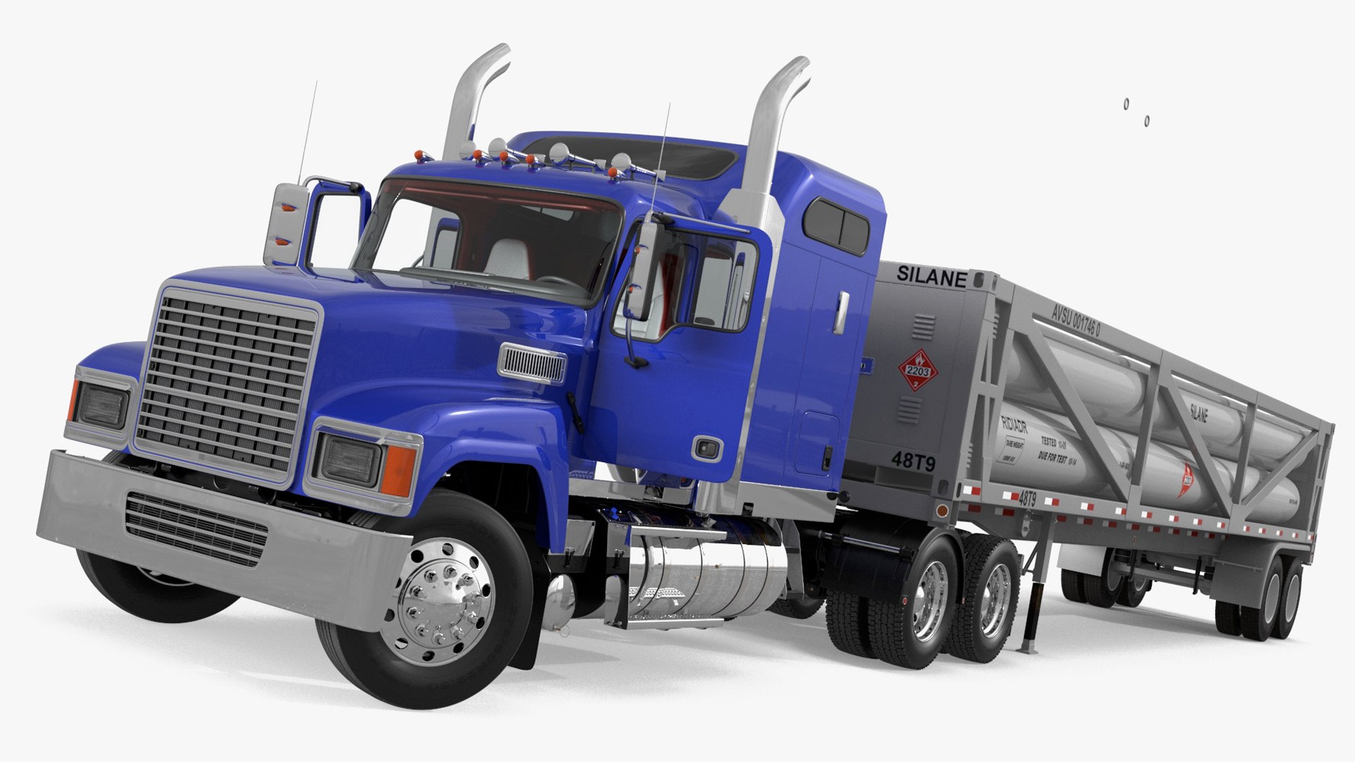 Freight Truck with Liquefied Natural Gas Transport Trailer Rigged 3D model preview