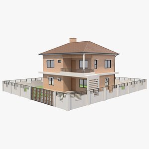 Two Storey Brick House 1 3D model
