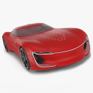 Electric Sports Concept Car Simple Interior Red 3D model