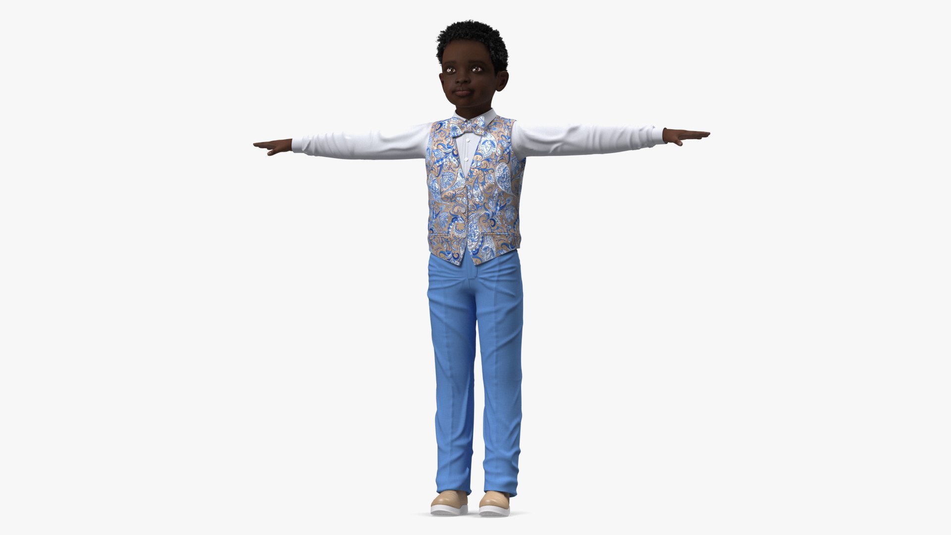 Black Child Boy Party Style Rigged 3D model preview