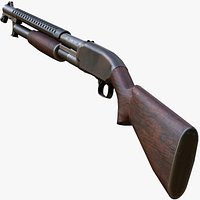 Winchester 1912 Shotgun - LowPoly Mobile Ready