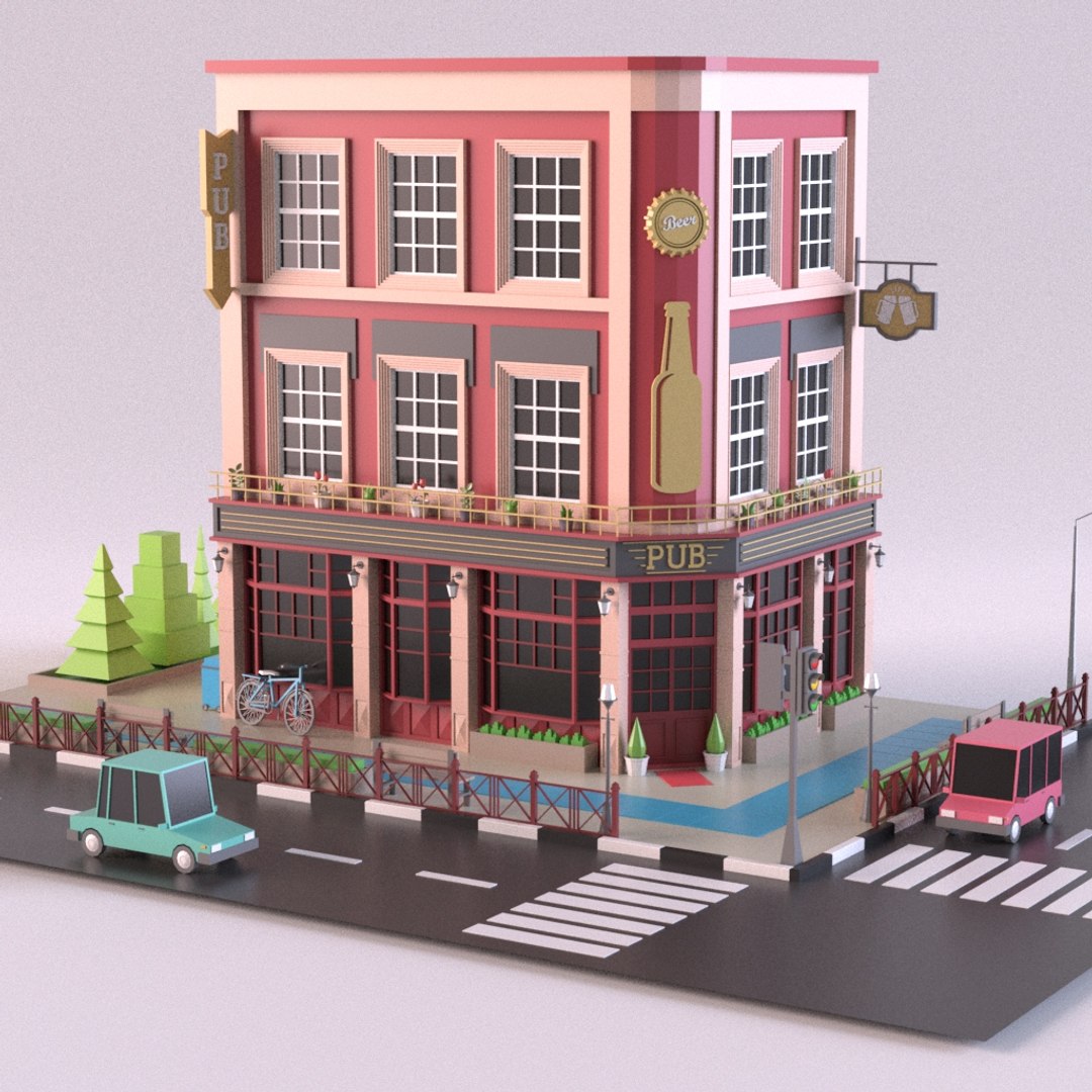 3D Building Bistro Bar - TurboSquid 1409625