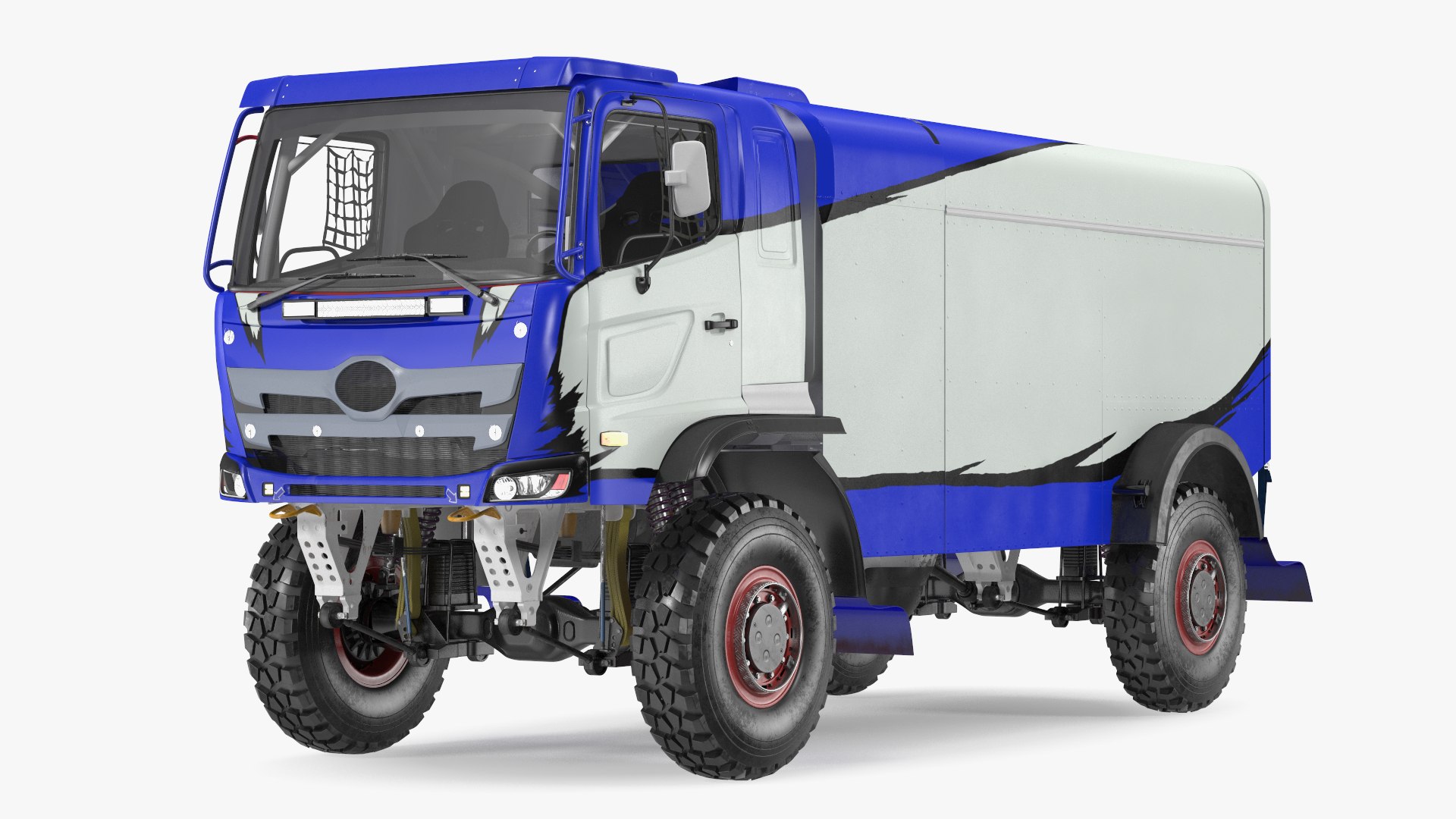Race Truck Dakar Lights On Blue Simple Interior 3D model preview