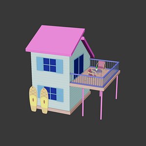 Cartoon Beach Balcony House 3D model