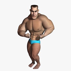 3d model bodybuilder cartoon improved