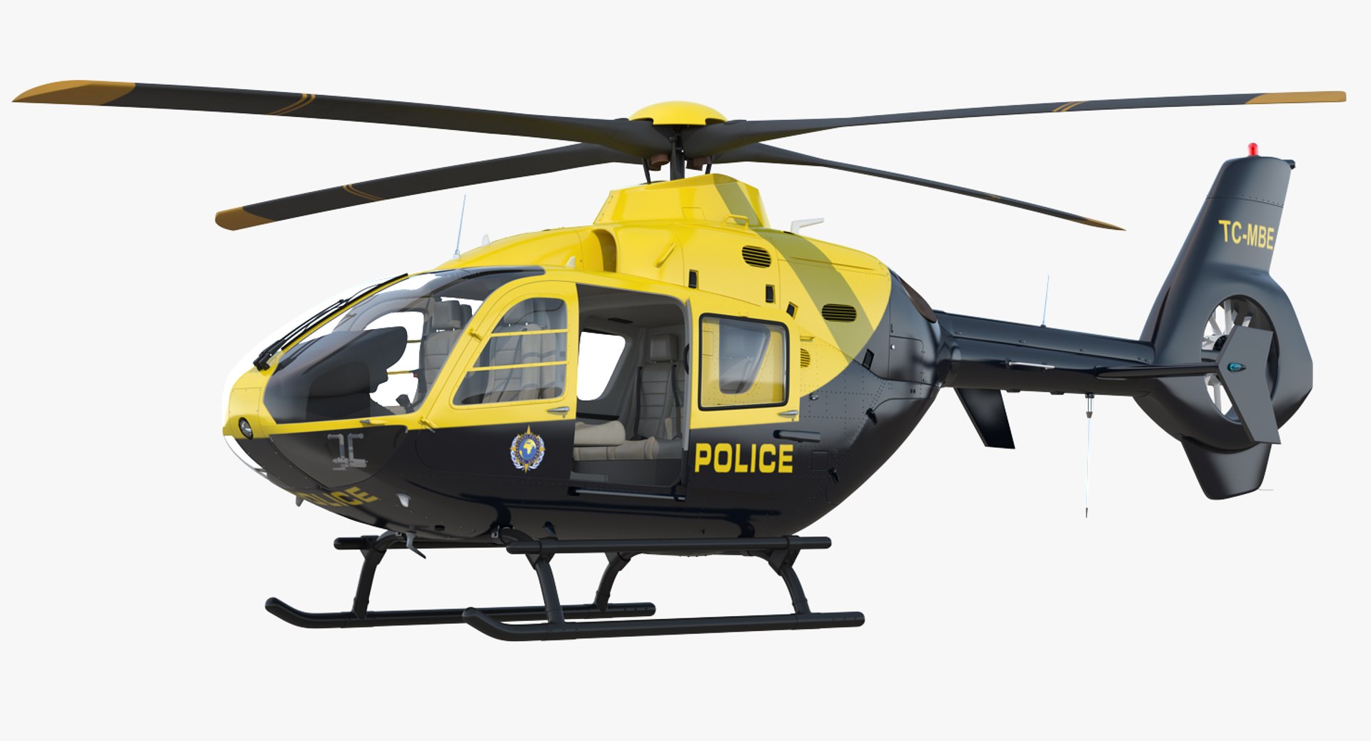 Police Eurocopter EC-135 Rigged 3D Model 3D model preview