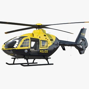 Police Eurocopter EC-135 Rigged 3D Model