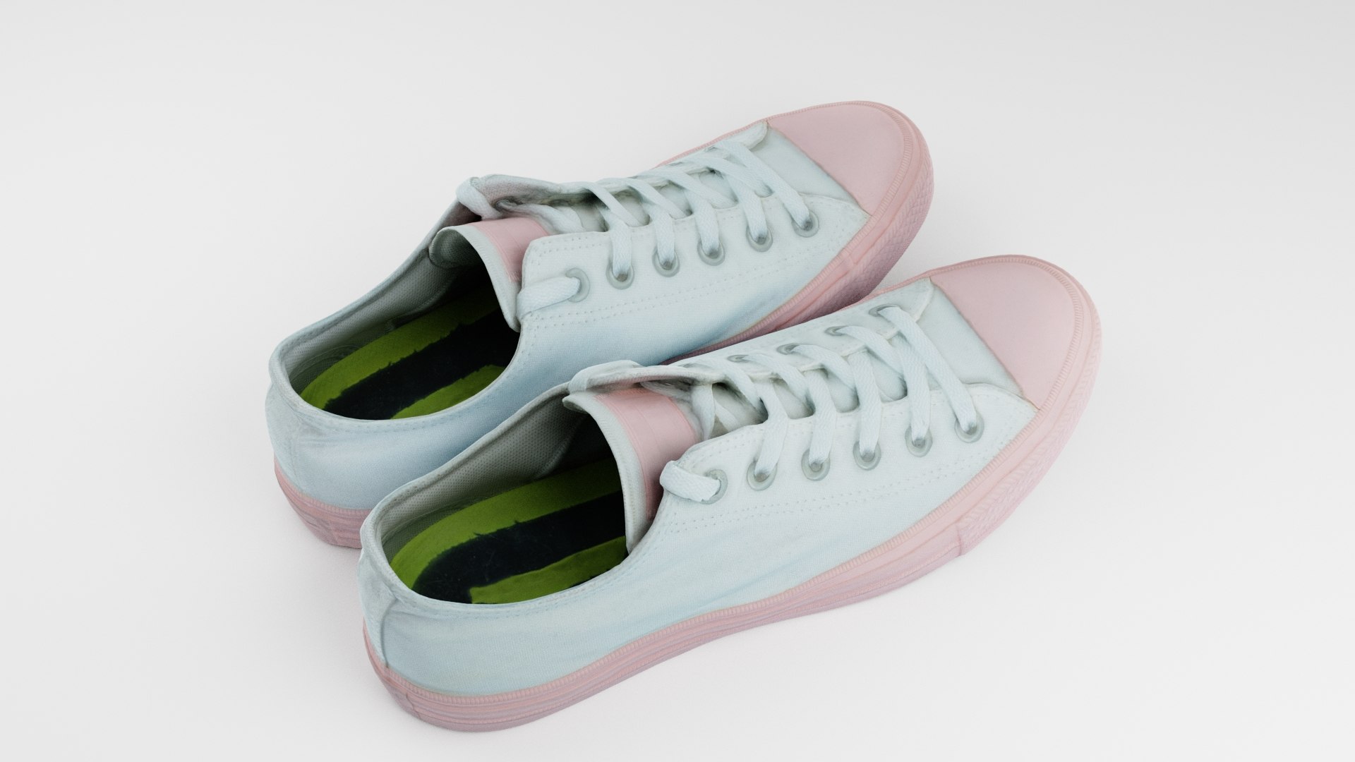 3D Pair of woman sneakers or gumshoes pink and white canvas urban hipster footwear model https://p.turbosquid.com/ts-thumb/7M/BZ6uIJ/9Y/blenderdarkbread0003/jpg/1656929104/1920x1080/fit_q87/1fd44ab7c62537fc4c24814f86f7667dced96023/blenderdarkbread0003.jpg