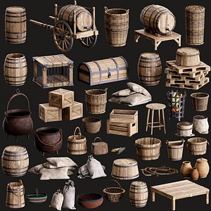 Medieval Asset Props  3D Kitbash Collection 40 Pieces