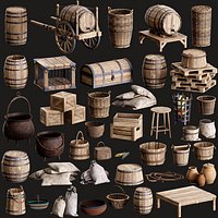 Medieval Asset Props  3D Kitbash Collection 40 Pieces