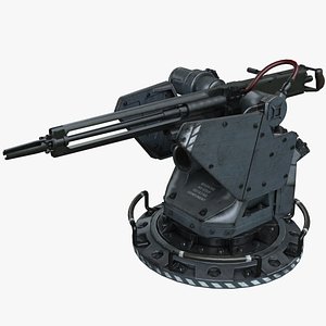 Sci-fi PBR navy close-In defence machine gun Weapon System 3D