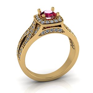 3D model fashion ring gems luxury