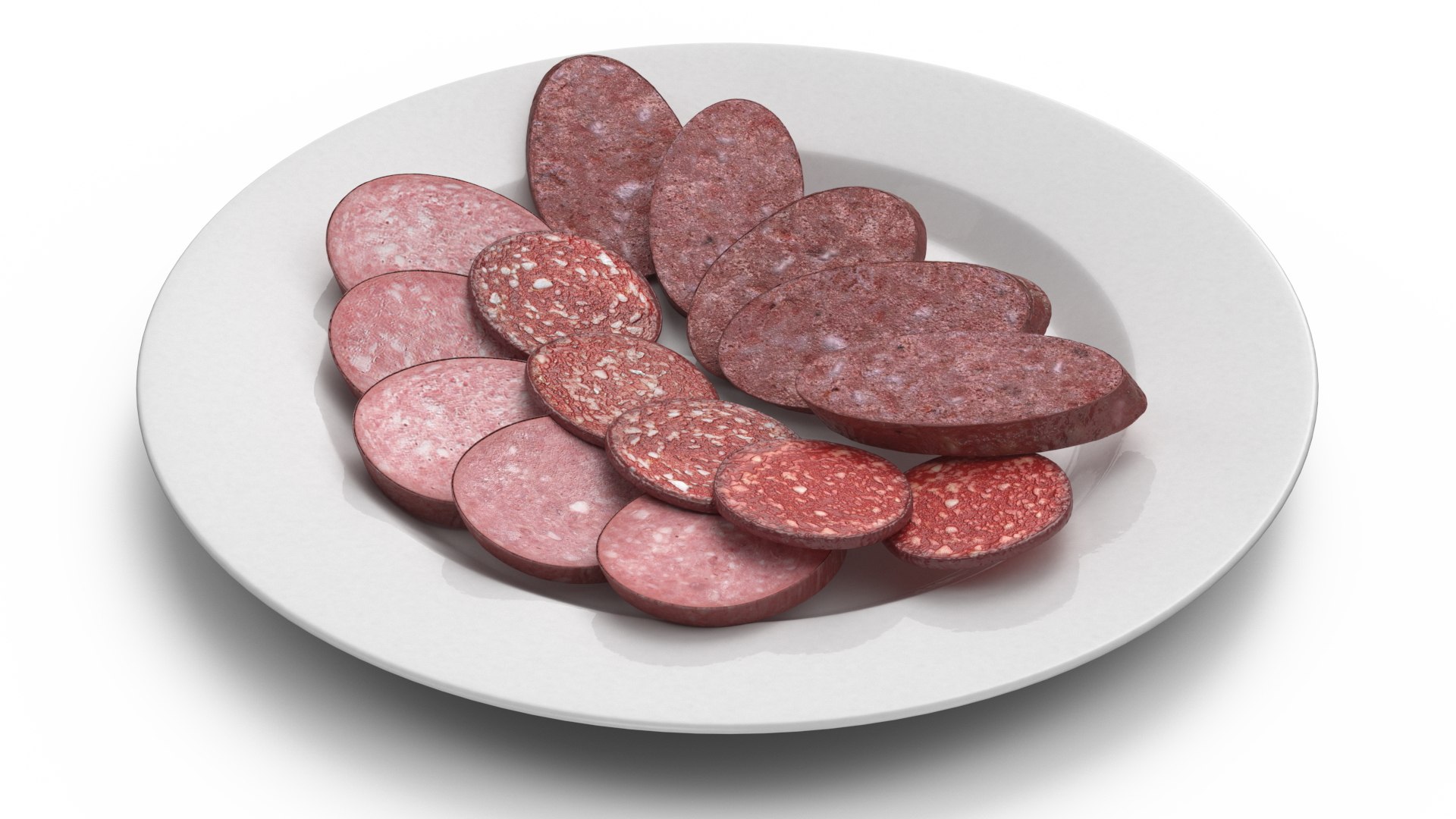Slices of Delicious Sausage Salami 3D model preview