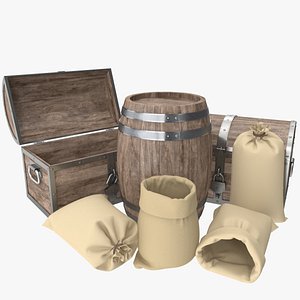3D Wooden and Sacks Collection 2