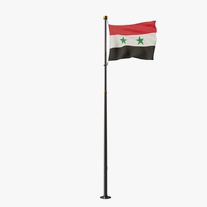 3D Pole Flag Syria model