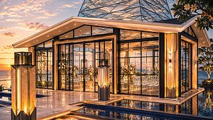 3D model Luxury Floating Glass Wedding Chapel Nusa Dua Bali Vibe