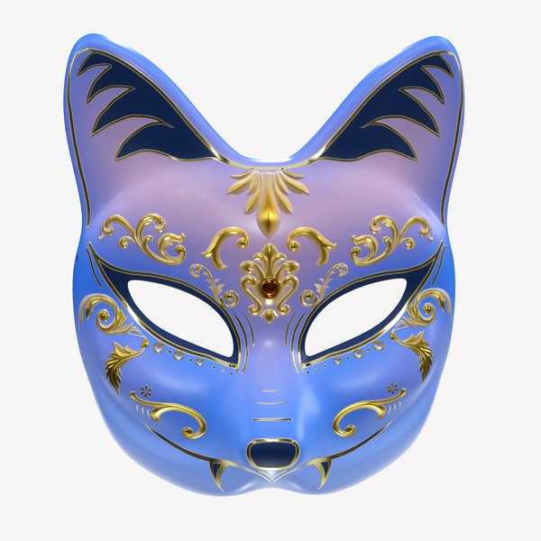 3D model half face kitsune