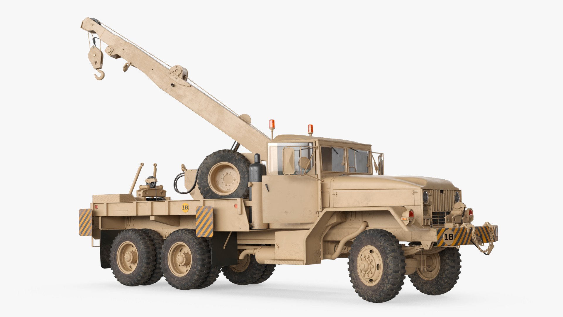 Heavy Wrecker Crane Beige Used Rigged 3D model for industrial visualization, technical presentation, simulation, product rendering, and animation