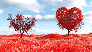 3D 3D realistic valentine scene for happy valentines day model
