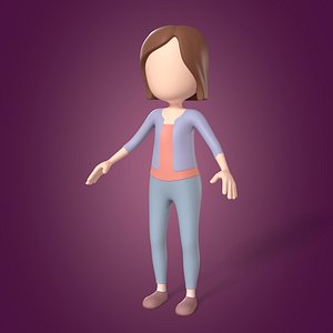 Cartoon Woman - Girl - Stickman Character