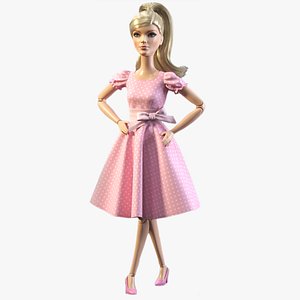 Barbie Doll in Pink Dress Rigged for Maya(1)
