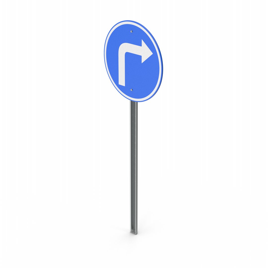 Turn Right Ahead Road Sign 3D - TurboSquid 2045630