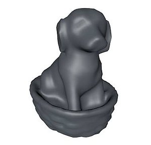 Low Poly Dog in Basket