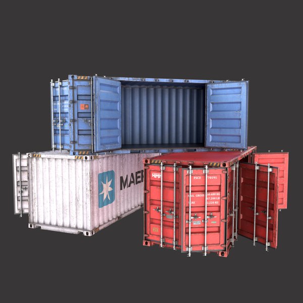 3D Old 20FT Side Opening Standard Shipping Container Low-poly 3D model