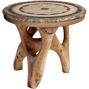 Wooden round Rustic dining coffee table side table stand pattern 3D model