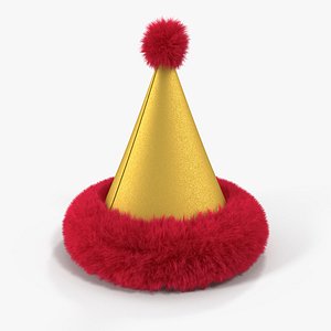 3D fur cone party hat